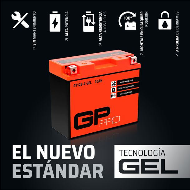 Batería 12V 10Ah GEL GP-PRO GT12B-4 moto scooter simile YT12B-BS YT12-B4 CT12B4 – Bild 2