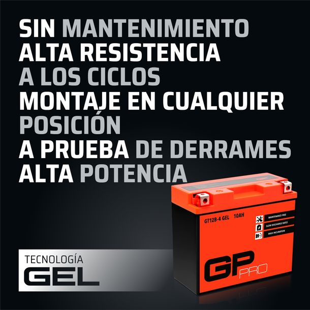 Batería 12V 10Ah GEL GP-PRO GT12B-4 moto scooter simile YT12B-BS YT12-B4 CT12B4 – Bild 7