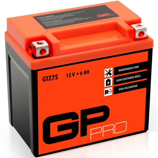 GP-PRO Gel-Batterie 12V 6Ah GTZ7S Quad ATV Batterie / Motorradbatterie, wartungsfrei versiegelt vorgeladen ähnlich YTZ7S / CTZ7S / YTZ7S-4 / TTZ7S-B / 50602