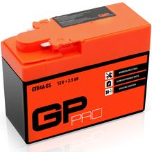 GP-PRO Gel-Batterie 12V 2,5Ah GTR4A-BS Rollerbatterie / Motorradbatterie, wartungsfrei versiegelt vorgeladen ähnlich YTR4A-BS / YTX4A-BS / FTX7A-BS / ITX4A-BS / 50415