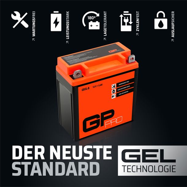Batterie 12V 5Ah GEL GP-PRO GB5L-B Roller ähnl. YB5L-B CB5L-B 50512 12N5.5-3B – Bild 2
