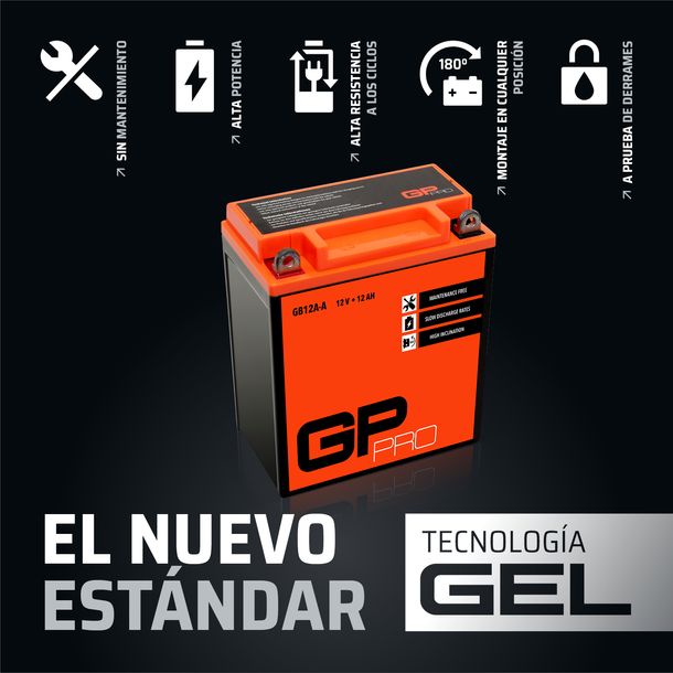 Batería 12V 12Ah GEL GP-PRO GB12A-A moto scooter simile YB12A-A YB12A-B 51211 – Bild 2