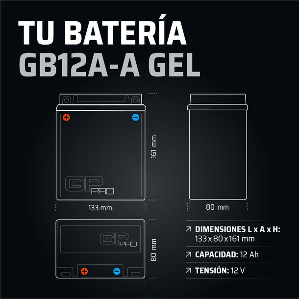Batería 12V 12Ah GEL GP-PRO GB12A-A moto scooter simile YB12A-A YB12A-B 51211 – Bild 3