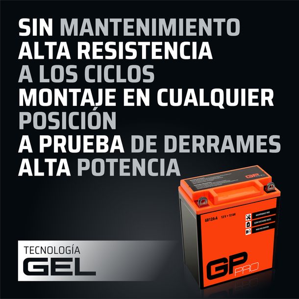 Batería 12V 12Ah GEL GP-PRO GB12A-A moto scooter simile YB12A-A YB12A-B 51211 – Bild 7