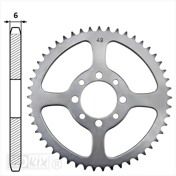 Piñón 420, 52mm 8 agujeros, 49 dientes para Suzuki TSX/ Kawasaki AR50