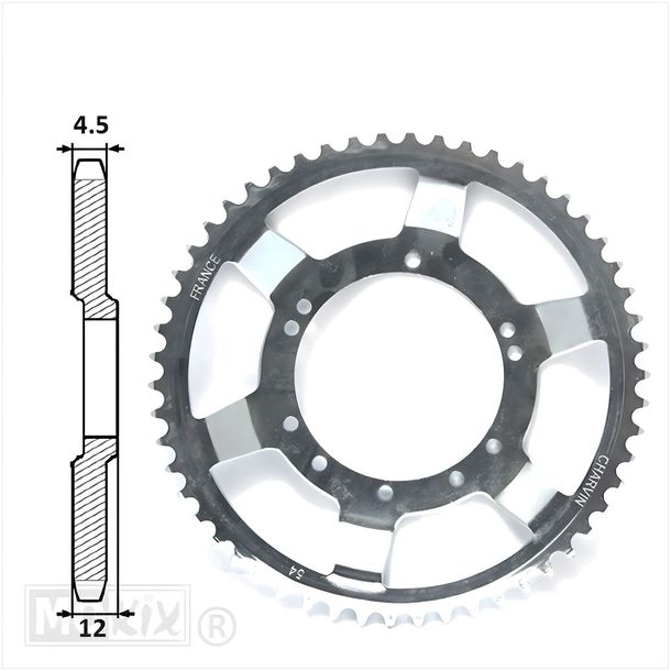 Couronne arrière MBK 94mm D12 10hole 54teeth