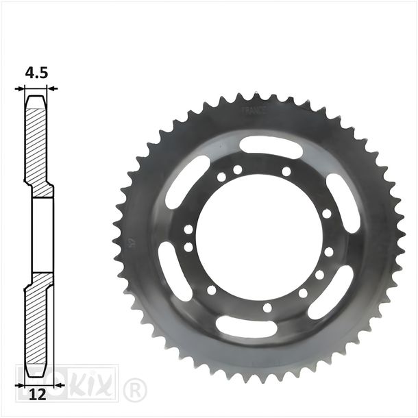 MBK 94 mm D12 11-gaats tandwiel met 52 tanden
