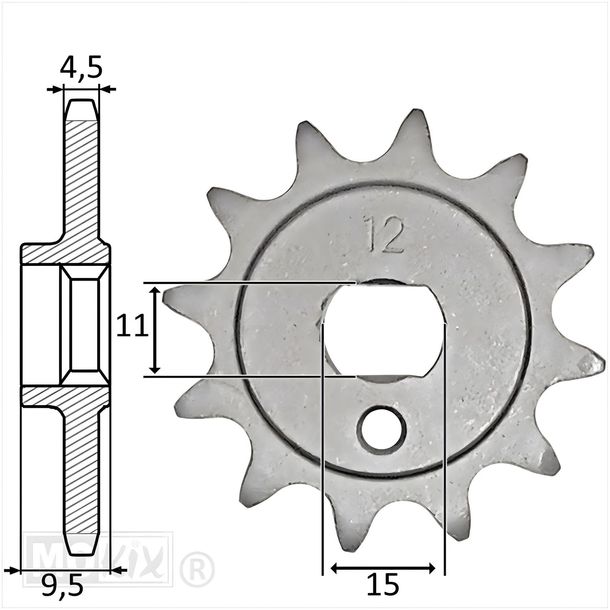 Piñón para Kreidler 5V (415) 12 dientes IGM