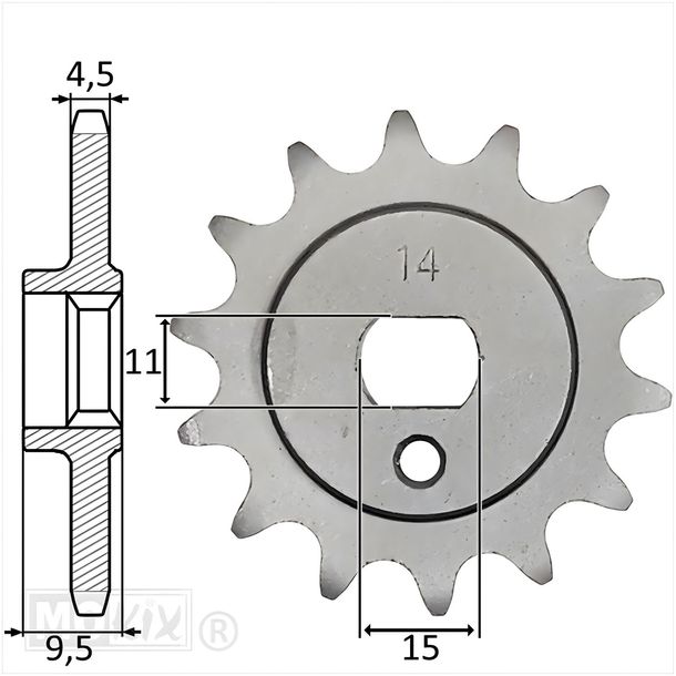 Piñón para Kreidler 5V (415) 14 dientes IGM
