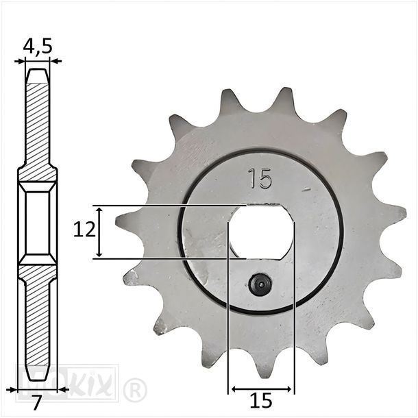 Piñón para Kreidler 3V/4V (415) 15 dientes IGM