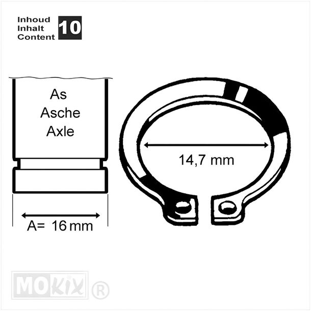 Sicherungsring Nutenring Seeger-Ring Außen 16mm 10 Stück