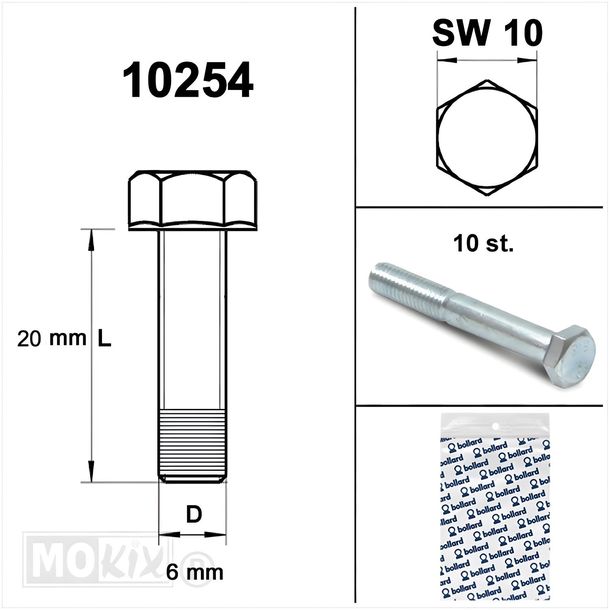 Tornillo M 6 x 20 Zinc 8.8 (10 uds.)