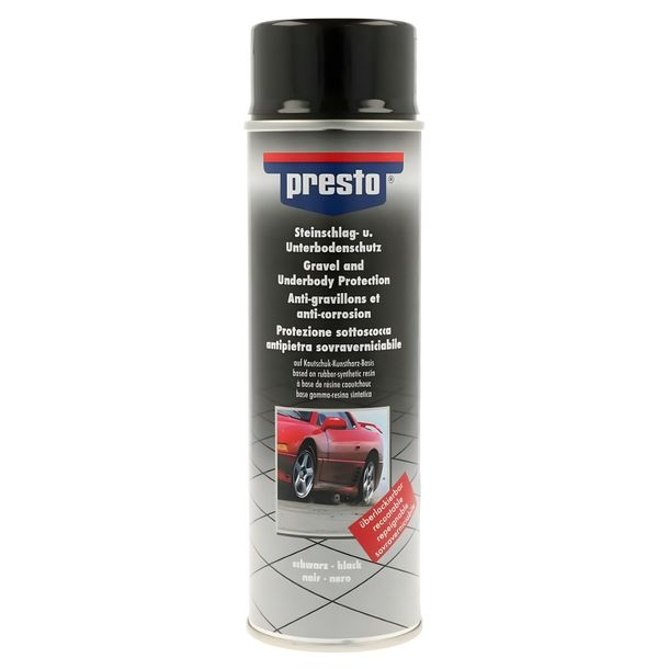 Unterbodenschutz Spray Presto 306024 UBS Steinschlagschutz, schwarz überlackierbar, 500ml