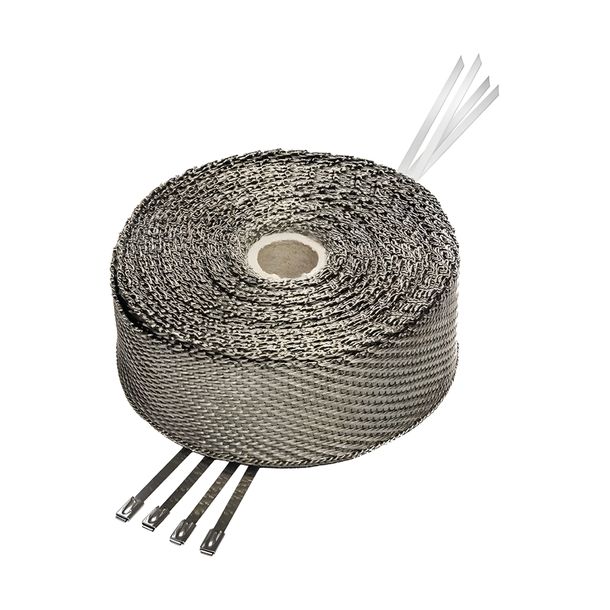 Cinta de protección térmica LeoVince WRAP KIT, tejido, hasta 1400°C, 15m, 52mm ancho, color dorado para sistemas de escape / colectores