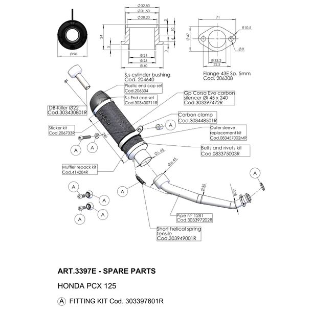 Bande de rivets de pièce de rechange d'échappement LeoVince avec rivets