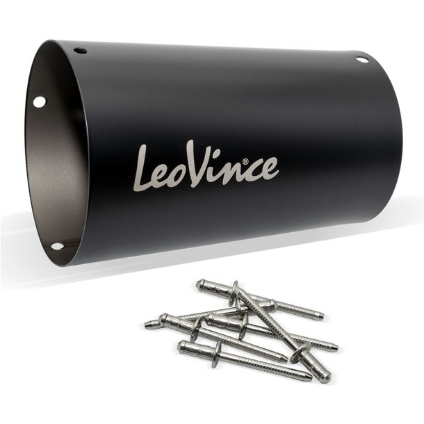 Schalldämpferhülle LeoVince Auspuff-Ersatzteil Hülle Endschalldämpfer, Edelstahl schwarz, 160mm, rechts