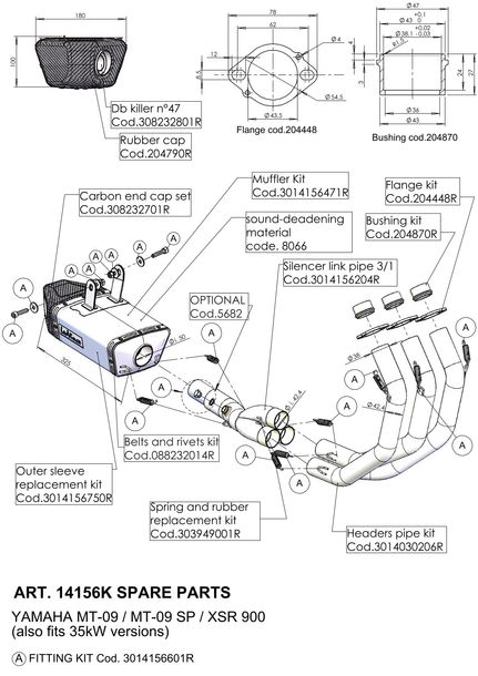 LeoVince Silencer Cover Exhaust Replacement Part Cover End Silencer, 205mm
