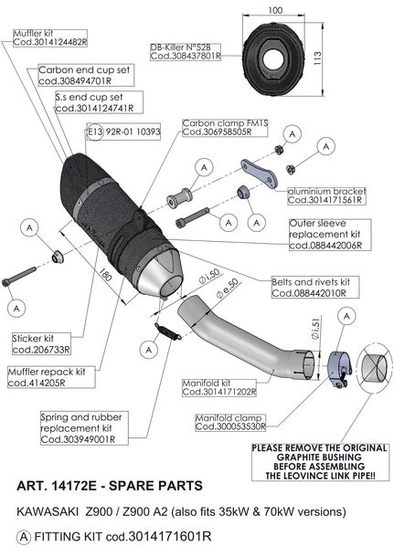 Auspuffhalterung LeoVince Auspuff-Ersatzteil Schrauben Haltesatz für Kawasaki Z 900 Bj. 2017