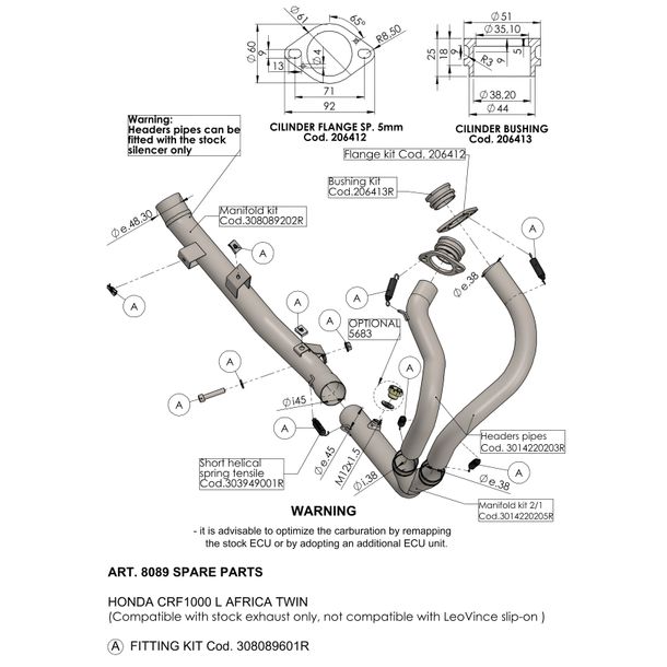 LeoVince Exhaust Pipe Exhaust Replacement Part Connecting Pipe 1167