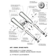 Supporto scarico LeoVince, ricambio per scarico, kit di fissaggio, acciaio inossidabile, destro per Moto Guzzi V7