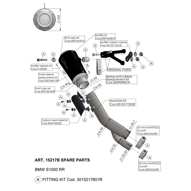 LeoVince Exhaust Bracket Exhaust Replacement Part Mounting Kit, Carbon for BMW S 1000 RR