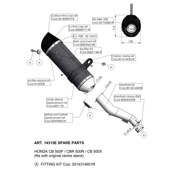 Endschalldämpfer LeoVince Auspuff-Ersatzteil 0457 / 10410, Ø 54mm 300mm