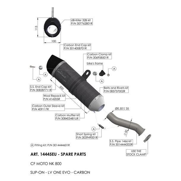 LeoVince Silencer Cover Exhaust Replacement Part Cover End Silencer, Carbon, 100x115mm 300mm