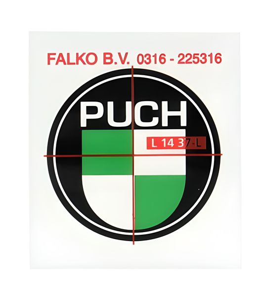 Logo 40 mm nero/bianco/verde per Puch