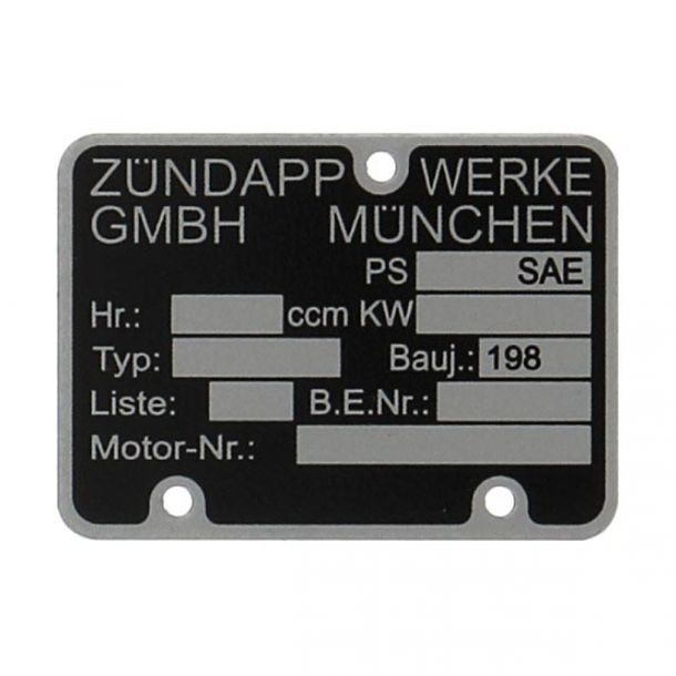 Distintivo del motore 198..... per Zündapp