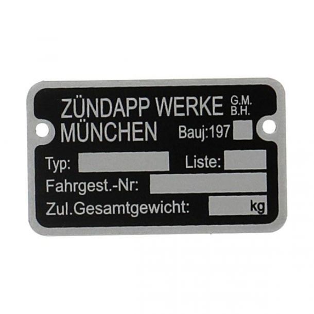 Rahmenschild 197..... für Zündapp