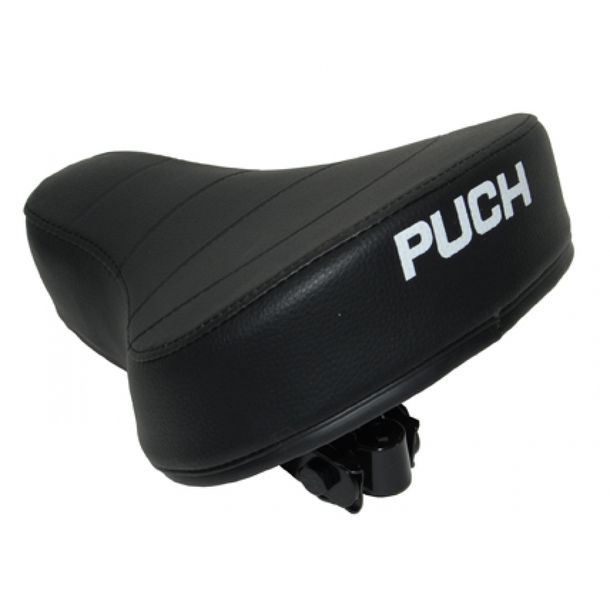 Sattel mit Logo flach  schwarz für Puch Maxi