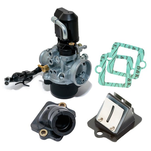 Vergaser-Set MXT RACING 17,5mm komplett mit E-Choke Membranblock Ansaugstutzen Dichtung für Piaggio