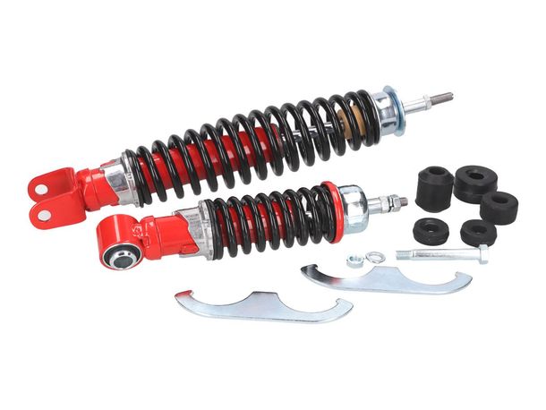 Chassiskit/schokdemperset Carbone Sport rood/zwart voor Vespa PK 50 tot 1989
