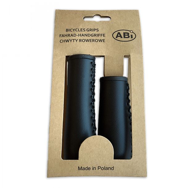 Set di manopole per manubrio ABI 22 x 95/120 mm in similpelle nera