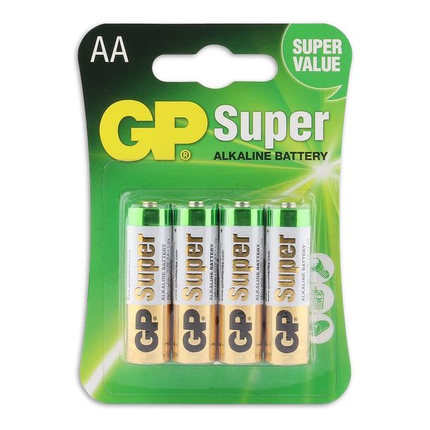 4 x Super Alkaline AA GP-batterijen