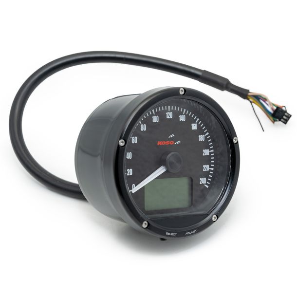 D75 Tachometer Koso Ziffernblatt Oberfläche Blende schwarz 0-240 km/h universal – Bild 3
