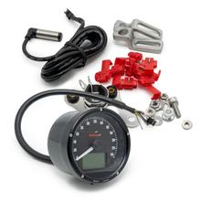 D75 Tachometer Koso mit schwarzem Ziffernblatt, schwarzer Oberfläche und schwarzer Blende 0-240km/h oder MPH, einstellbar universal