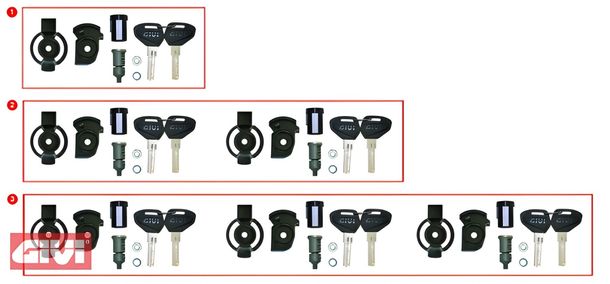 GiVi veiligheidsslot 2-weg vergrendelingsset voor TRK 33/46/52N/E55/V35/V46/V47/B33NMK