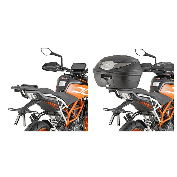 Suporte de topcase GiVi para malas Monolock® sem placa carga máxima 3 kg para KTM Duke 125-390 ano 2017-2023