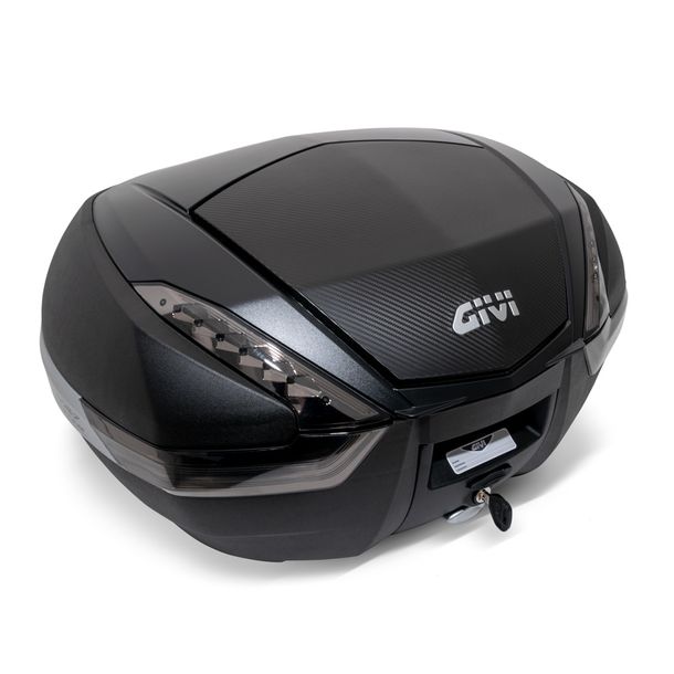 Maleta superior GiVi V47 TECH Monokey en aspecto de carbono con reflectores transparentes/carga máx. 10 kg