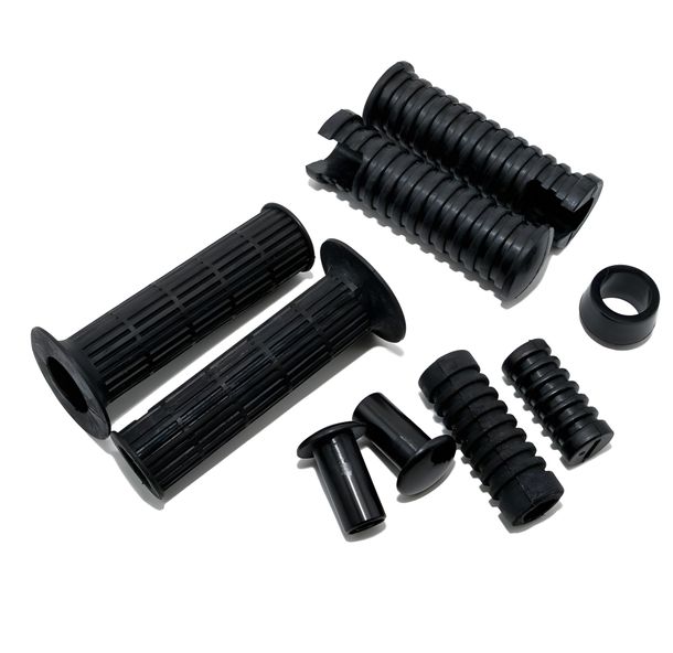 MZ 7x rubber parts and 2x end mushrooms, black - suitable for TS