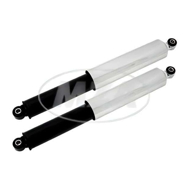 Simson pair of shock absorbers - rear - black and chrome sleeve - S50, S51, KR51, SR4-3, SR4-4, Duo= front+rear