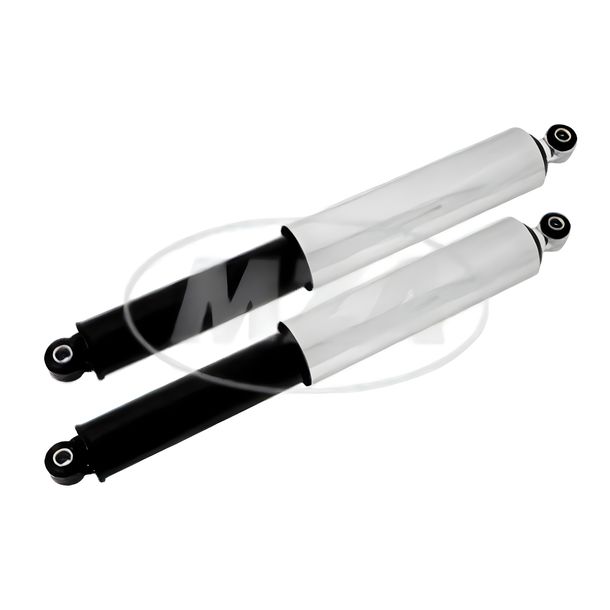 Simson pair of rear shock absorbers - black and chrome sleeve - S50, S51, S53, KR51, SR50, SR80, SR4-1 to SR4-4