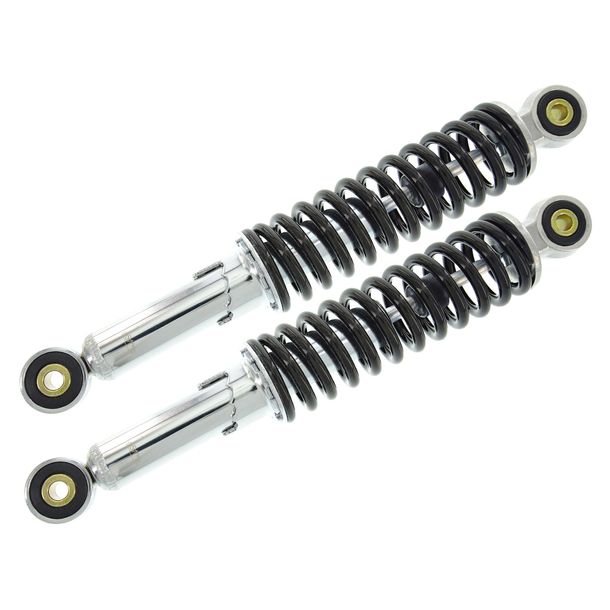 suspension strut, adjustable, chromed damper, black spring, length: approx. 280 mm - Ø eye: 8 mm
