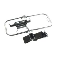 Simson SET Gepäckträger komplett - langer Stützbügel, verchromt, Schutzblechhalter in schwarz, Riemen vollständig - für S50, S51, S70