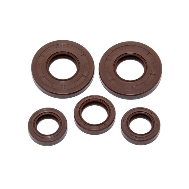 Wellendichtringe Set 5 Stück, NJK kompletter Motor, FPM, braun für Simson S50, KR51/1 und Schwalbe, SR4-2 Star, SR4-3 Sperber, SR4-4 Habicht
