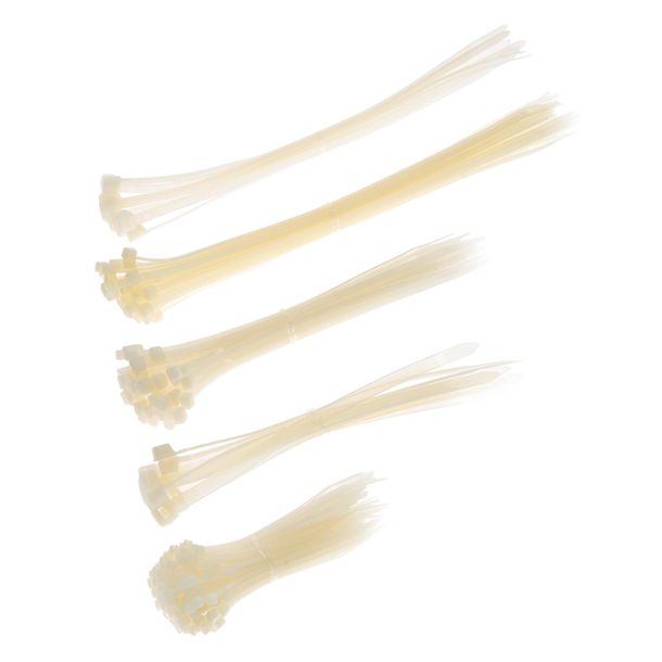 Kit d'attaches de câble de 250 pièces, blanc, différentes tailles