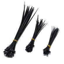 Juego de bridas, negras, diferentes medidas, 75 uds.