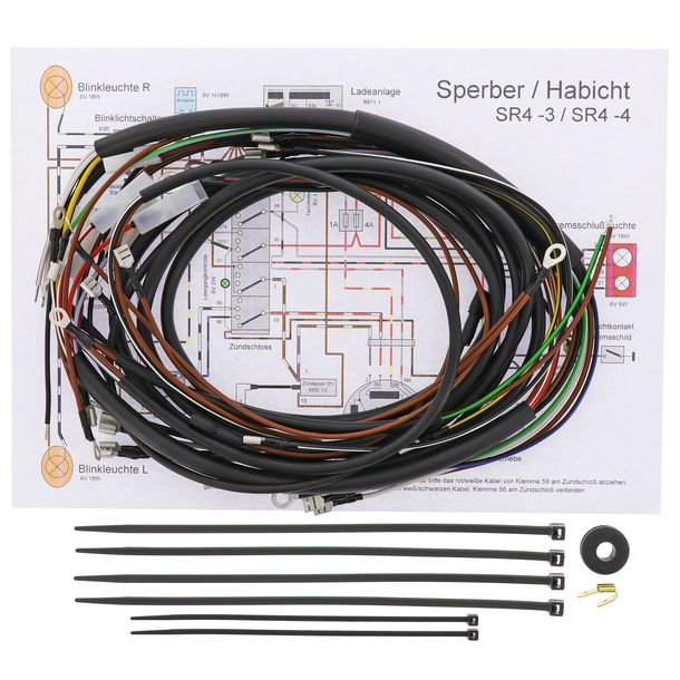 Simson Kabelbaumset SR4-3, SR4-4, inkl. Schaltplan