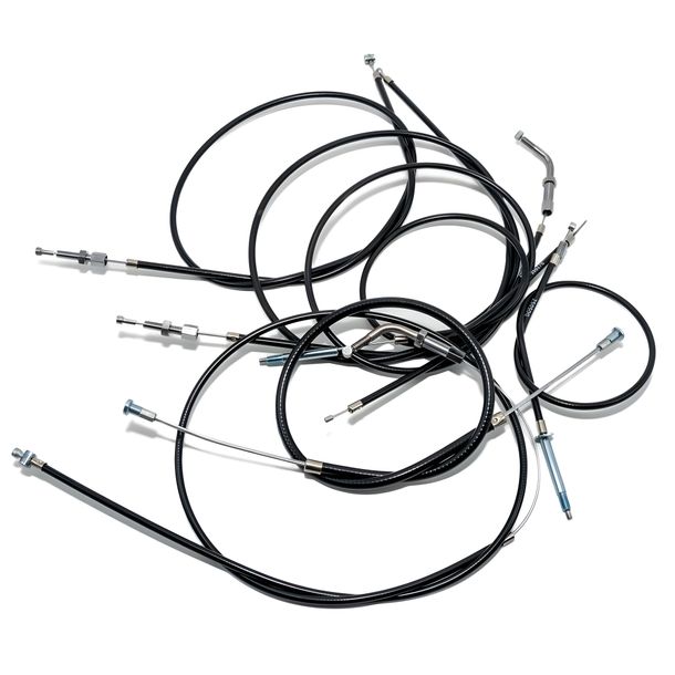 Set - 7x Bowdenzüge - schwarz - KR50 - FL Gas 42mm, mit Blechbremsschild